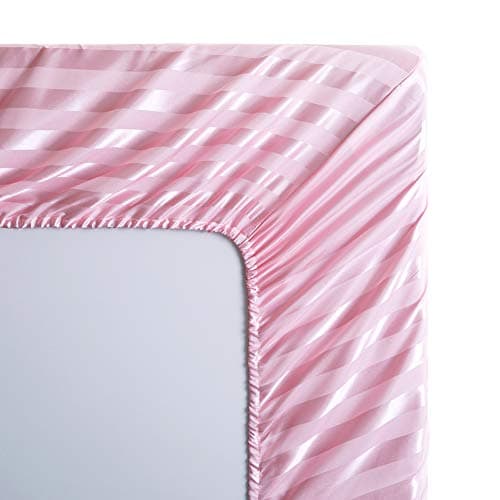 Soft Pink Silk Satin Sheets, Hypoallergenic Full Size Bedding Set, 4 Piece, Deep Pocket