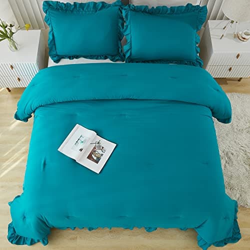 Andency Khaki Queen Comforter Set, 3 Pieces Shabby Chic Bedding