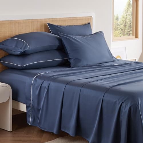 Breathable Cooling 100% Cotton Full Size Sheets with Deep Pocket