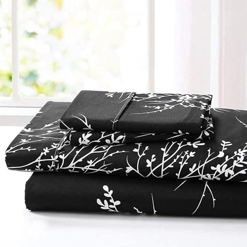 Spirit Linen Queen Size Bed Sheets - Pure Microfiber Polyester (Foliage Grey/White)