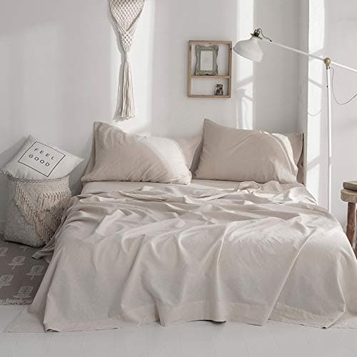 Simple&Opulence Belgian Linen Sheet Set - 4 Pieces (King Size, Linen/Beige)