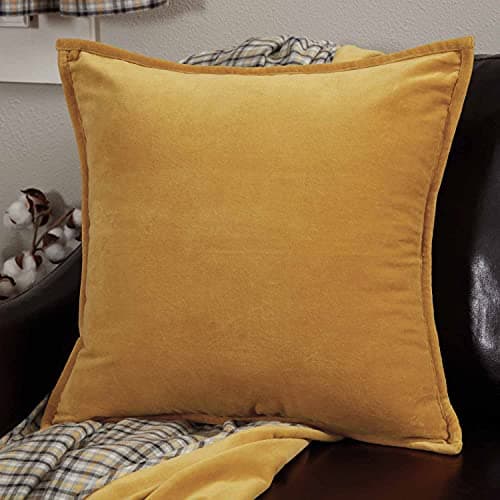 Piper Classics Morning Meadow Mustard Gold Crushed Velvet Throw Cover, Boho Farmhouse Decor