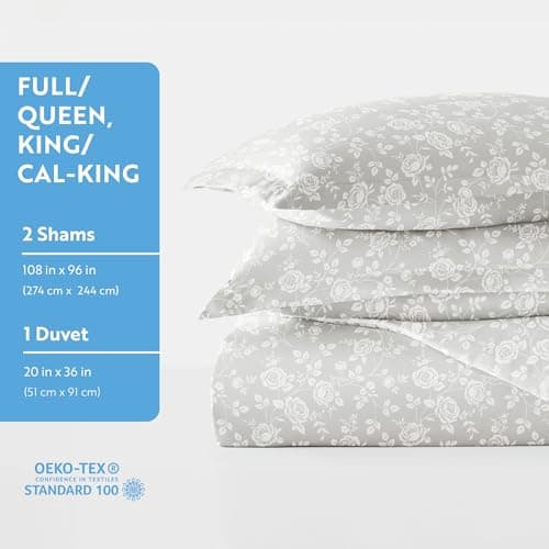 Linen Market Queen Duvet Cover & Shams - Light Gray, Hotel-Like Comfort