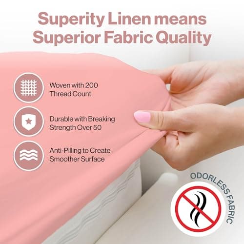Superity Linen Fitted Sheet - 100% Cotton California King - Soft & Comfortable 200 Thread Count