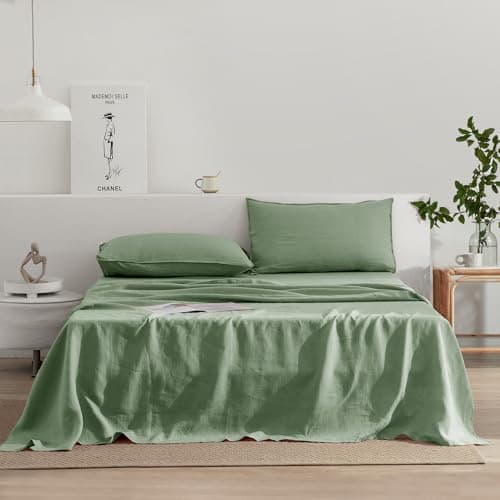 EVERLY Stone-Washed French Linen Sheets, King Size - Aqua