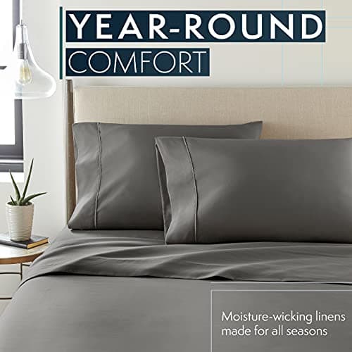 HC Collection King Bed Sheets Set with 2 Pillowcases, Gray