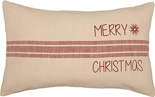 Sleigh Bell Stripe Throw Pillow, Red & Cream, Merry Christmas Décor