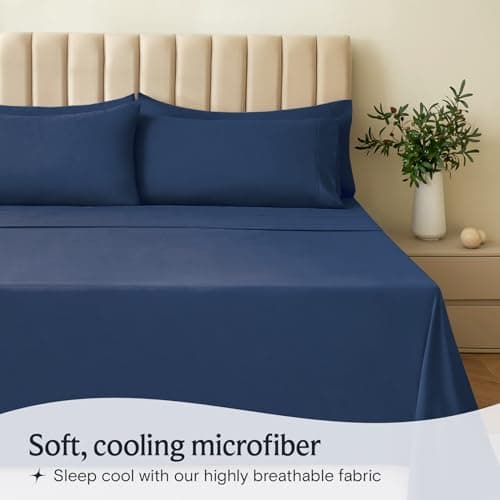 LuxClub 6 PC Queen Sheet Set, Navy Queen