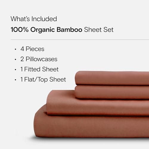 Organically Grown Bamboo Sheet Set - Buttery Soft, Cooling, High GSM - 4pc (Clay, Queen)