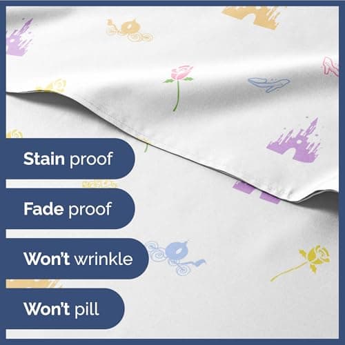 CGK Linens Kids Princess 4 Piece Sheet Set - Breathable, Deep Pockets - Easy Fit - Machine Washable