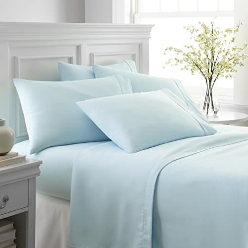6 Piece Aqua Linen Market Bed Sheet Set for Twin Size
