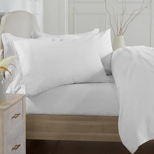 Chalet Collection 100% Cotton Full Flannel Sheet Set - Double Brushed, Deep Pocket, White