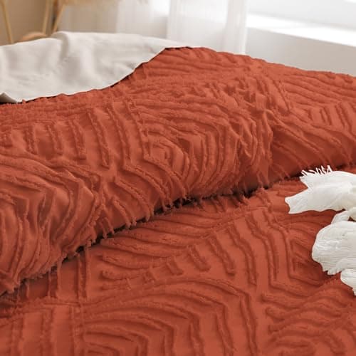 Andency Queen Comforter Set Beige, 3 Pieces Tufted Farmhouse Bedding