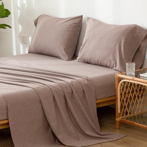 Washed Cotton Linen Like Breathable Bedding Sheet Set