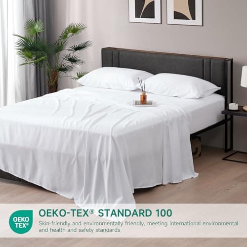 Z-hom Full Size 4-Piece Bed Sheets, Cooling & Breathable, Extra Soft & Wrinkle-Free, Deep Pocket, White
