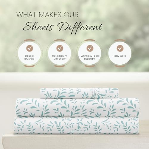 Oeko-TEX Certified Linen Market Twin Sheet Set - Burst of Vines Light Blue