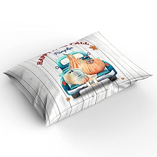 Pumpkin Market Quilted Bedding Set for Kids Full Size Top Sheet Rustic Autumn