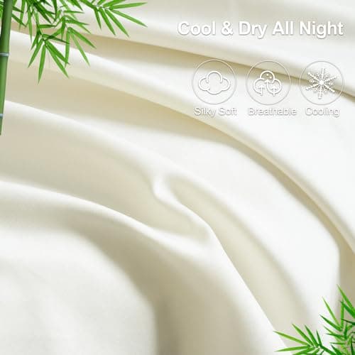 PHF Cooling Bamboo Rayon Sheets Set Twin, Silk Soft & Breathable