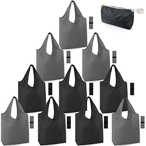 BeeGreen Foldable 50LBS Extra Large Reusable Grocery & Shopping Bags (10 Pack, Colorful)