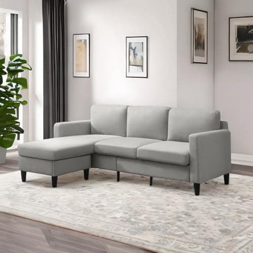ijuicy Dark Grey L Shaped Sectional Sofa with Storage Ottoman