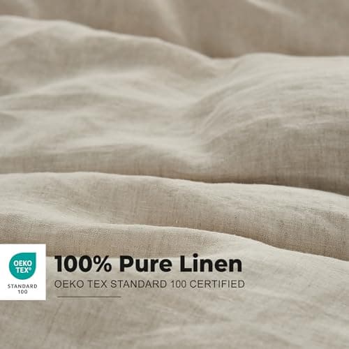 Simple&Opulence Queen Size Natural Linen Duvet & Pillow Shams Set