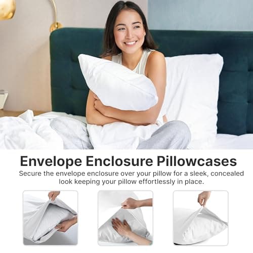 Soft Hotel Quality Queen Pillowcase Covers - White 2 Piece Set
