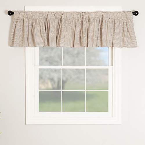 Piper Classics Sara's Black & Cream Ticking Ruffle Valance Curtain