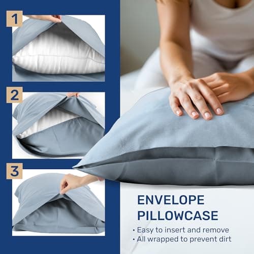 YSSOA Blue Hotel Luxury 4 Piece Bed Sheet Set with Deep Pockets