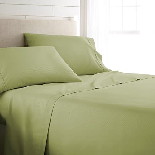 Ultra-Soft & Cooling Twin Bed Sheet Set (Sage Chevron) - Deep Pocket Fits 16 Mattress
