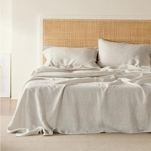 King Size Linen Cotton Sheets Set - 4 Pcs for All Seasons
