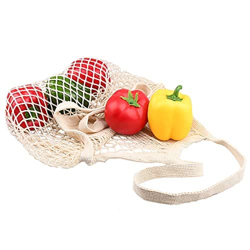 2-Pack Premium Beige Mesh Grocery & Produce Bags (Reusable, Durable, Washable)
