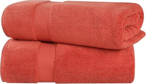 Superior Zero Twist 100% Cotton Oversized Bath Sheet Set, Super Soft & Absorbent - Brick