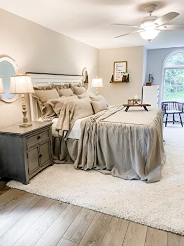Piper Classics Provincial Linen Natural Beige King Bedspread with Ruffled Skirt