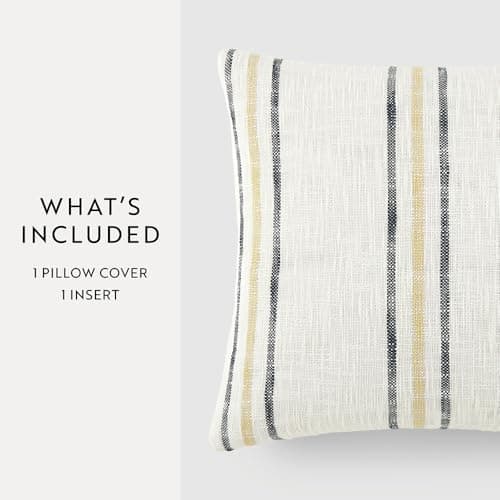 Linen Market Mustard Framed Stripe Cotton Decor Throw Pillow
