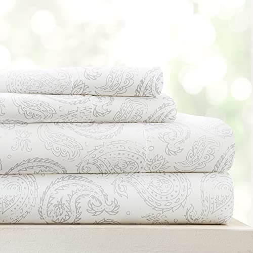Ultra-Soft Cooling King Bed Sheet Set - Light Blue Vines