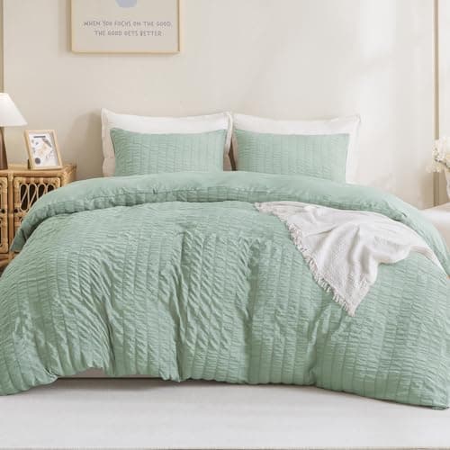 Litanika Queen Khaki Seersucker Comforter Set (90x90In Comforter & 2 Pillowcases)