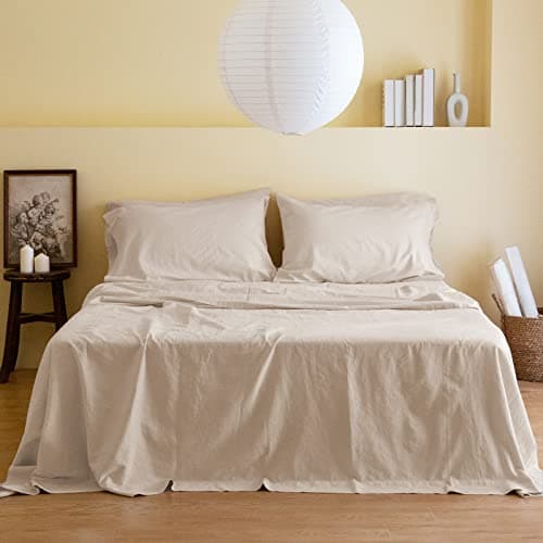 Solid Color Belgian Linen Sheet Set - 6 Pieces (King Size)