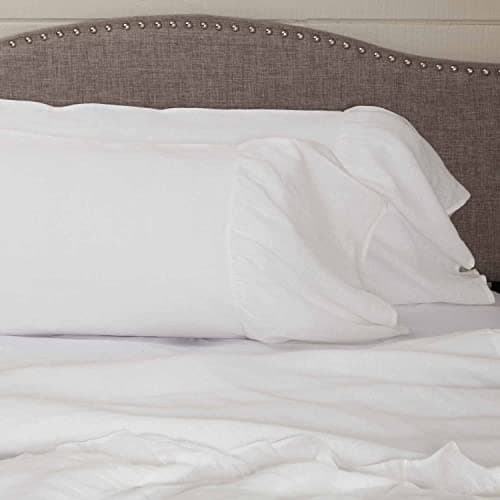 Provincial Linen White Standard Size Pillow Case, Set of 2 Pillowcases, 100% Linen Bedding