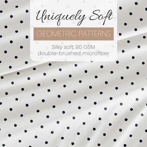 Ultra-Soft & Cooling Navy Blue Dots Queen Bedding Sheet Set (4 Piece)