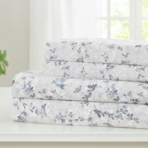 Modern Threads 4-Piece Deep Pocket Bedding Deep Pocket Mattress Up to 16 Inch Rose Bloom Full Size