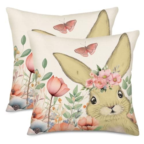 Set of 2 Eucalyptus Pillow Covers 22x22 Inch - Farmhouse Decorations