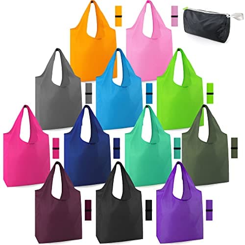 BeeGreen Foldable 50LBS Extra Large Reusable Grocery & Shopping Bags (10 Pack, Colorful)