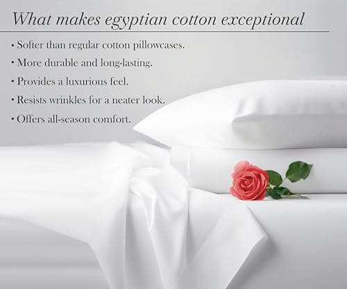 Luxury King Size 100% Egyptian Cotton Sateen Pillowcases Set, Bright White