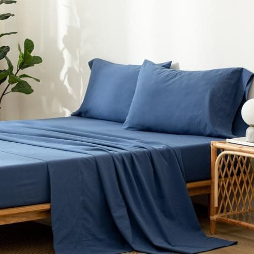 Washed Cotton Linen Like Breathable Bedding Sheet Set