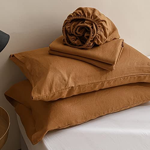 Simple&Opulence Belgian Linen Sheet Set - 4 Pieces (King Size, Linen/Beige)