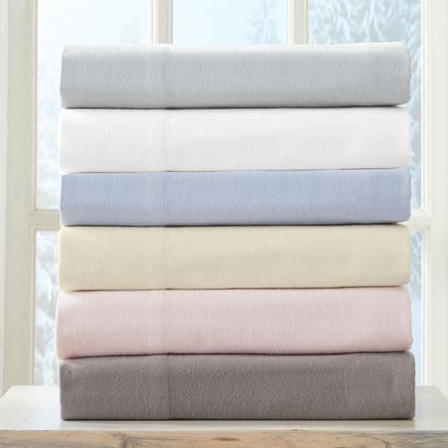 Chalet Collection 100% Cotton Full Flannel Sheet Set - Double Brushed, Deep Pocket, White