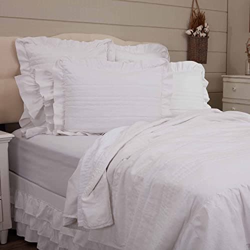 Piper Classics Serenity Crisp White Ruffled Quilt, Extra Large