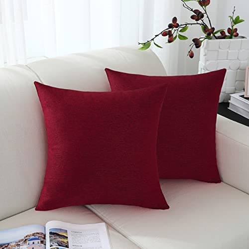 Jeneoo Rustic Farmhouse Burgundy Throw Pillow Covers (Set of 2, 20x20")