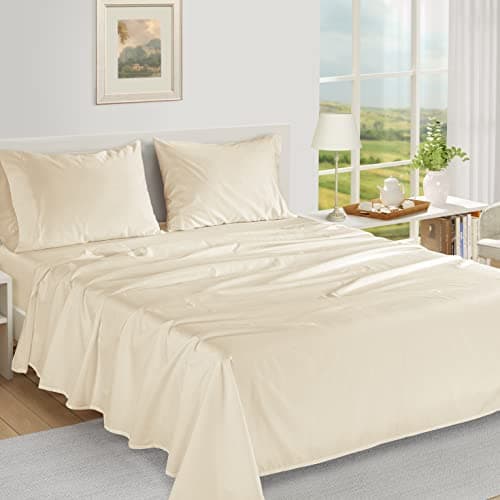 Lane Linen Queen Ivory Pillow Cases 100% Egyptian Cotton 1000 TPI Sateen