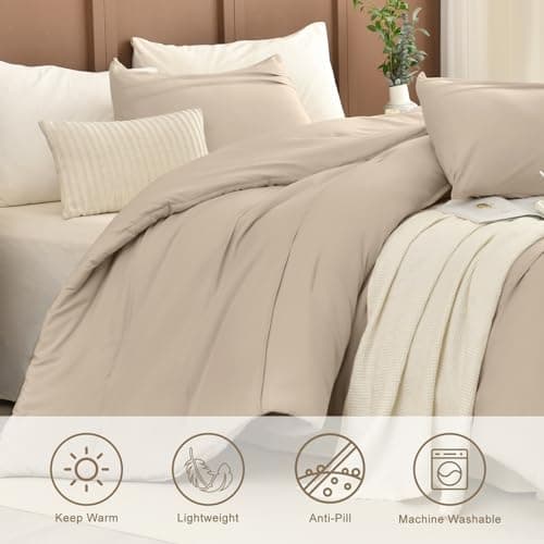 Queen Comforter Set, Pinch Pleat Linen Like Textile, Ultra Soft